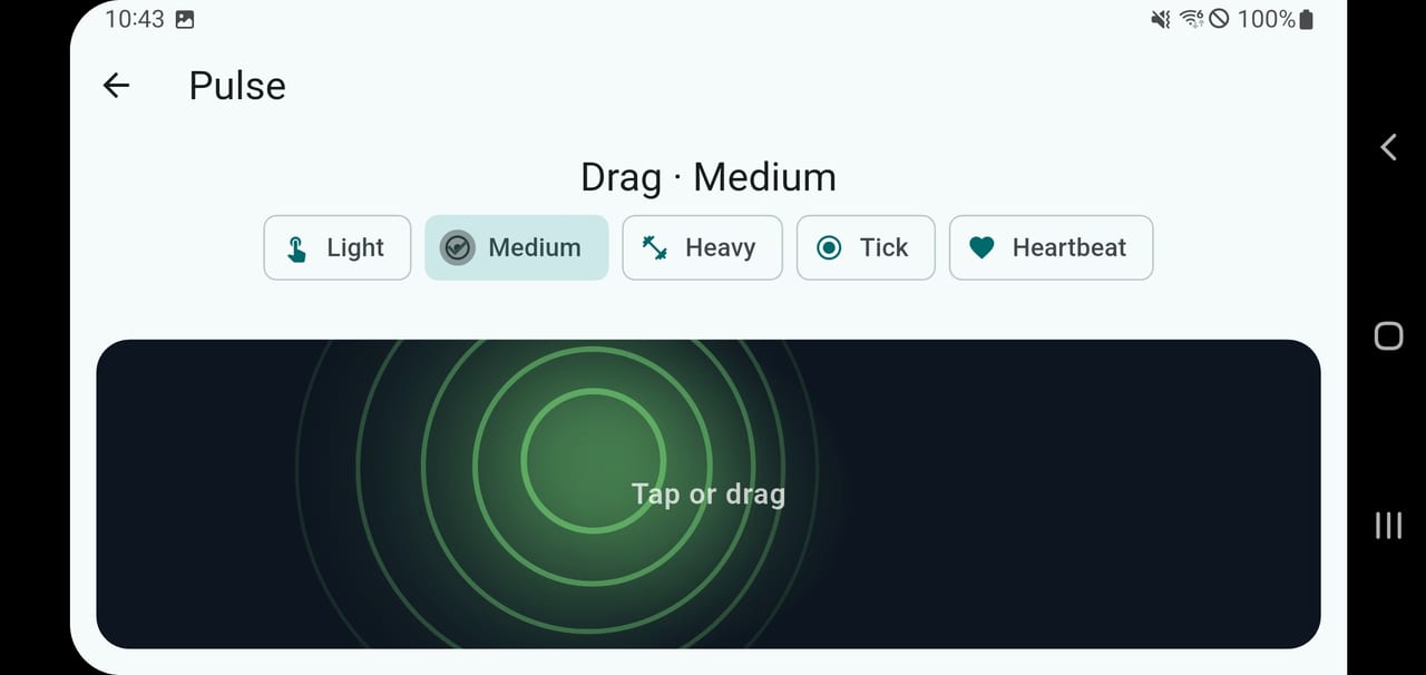 Pulse fidget in the epFidget app